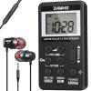 ZHIWHIS Portable Radio, AM FM Receiver with Sleep Timer, Rechargeable Stereo Radios with Digital Clock, DSP Tuner with Preset Function Pocket Walkmen for Walking Travel view 1