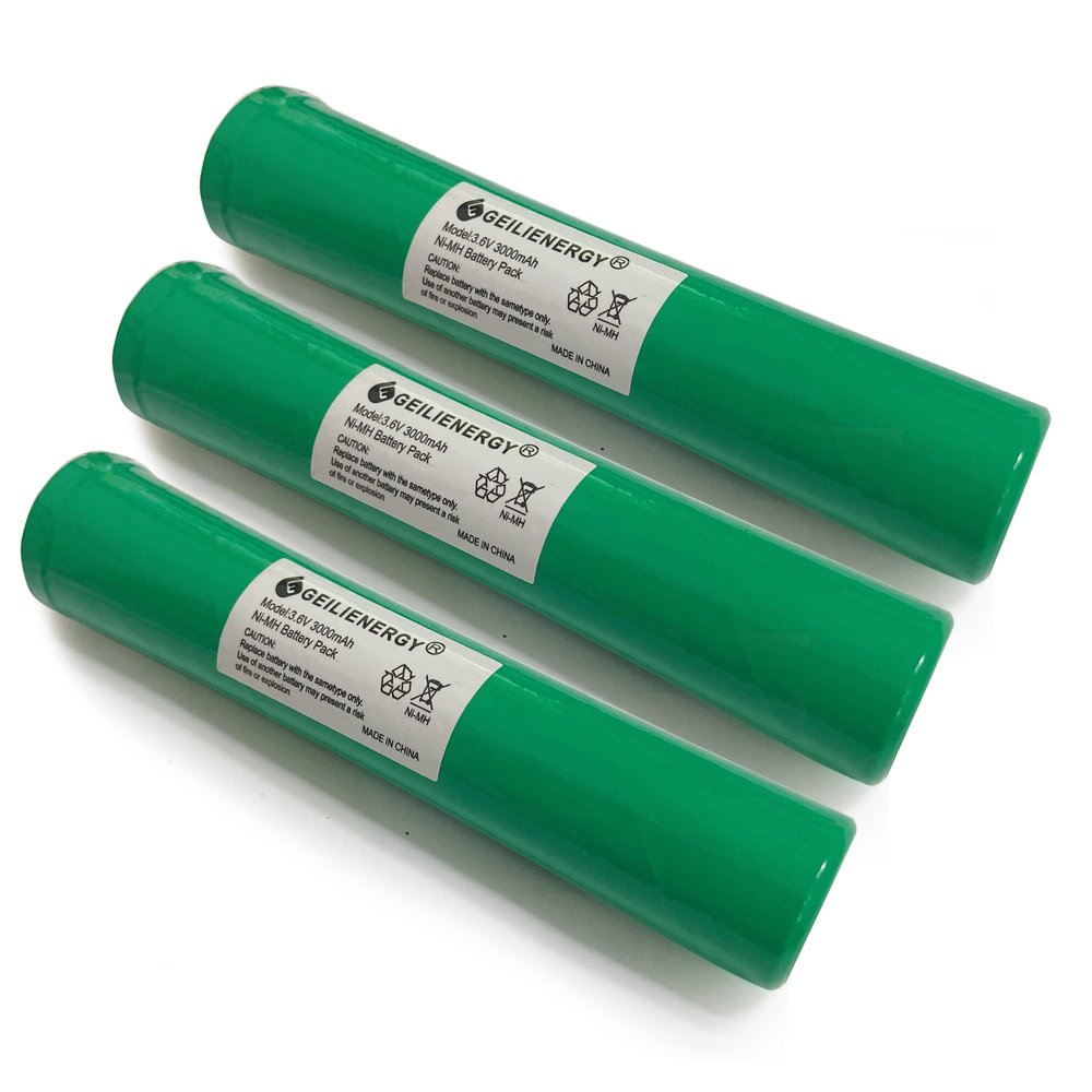 GLEPOWEER 3.6V 3000mAh Ni-MH Battery (3PACK) Compatible with Streamlight Stinger 75375 75175 LED HP, XT,DS,PolyStinger, Pelican M9, FL126 Flashlight