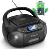 CD Cassette Player Combo, Hernpark Rechargeable Boombox with Bluetooth 5.1, Tape Recording, FM Radio, Super Bass, Stereo Sound, Aux/USB Drive, Headphones Jack, Boom Box for Indoor Outdoor view 1