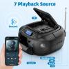 CD Cassette Player Combo, Hernpark Rechargeable Boombox with Bluetooth 5.1, Tape Recording, FM Radio, Super Bass, Stereo Sound, Aux/USB Drive, Headphones Jack, Boom Box for Indoor Outdoor view 2