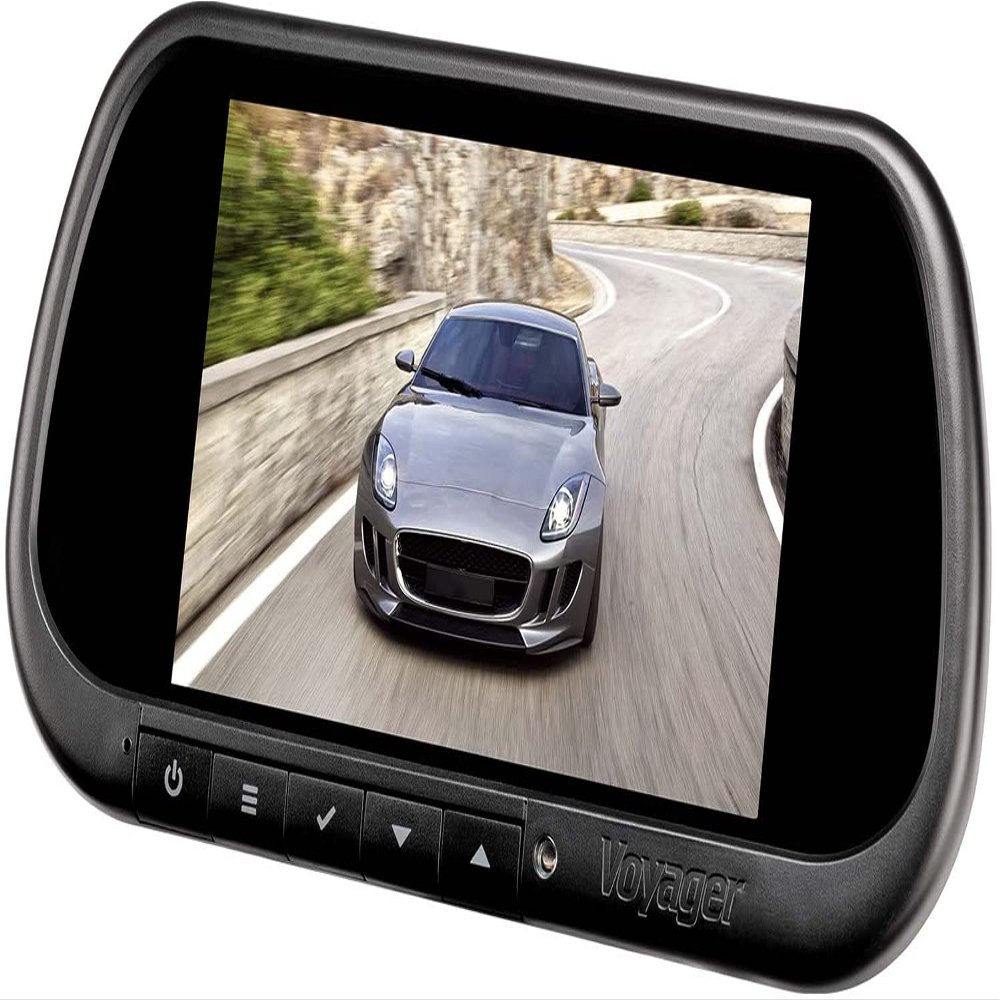 Voyager VOM74MM Rearview Mirror Monitor, 7inch TFT LCD Display w/ Highly-reflective Glass Surface Serving as When Back-Up Camera is not Active, 3 Inputs, Built-In Speaker Black (Renewed)