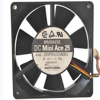 109P0912S4D01 90x90x25mm 12V 0.32A 9CM 3-Wire Cooling Fan