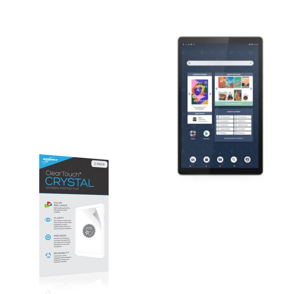 BoxWave Screen Protector Compatible with Barnes & Noble Nook HD Tablet Designed with Lenovo (10 in) - ClearTouch Crystal (2-Pack), HD Film Skin - Shields from Scratches