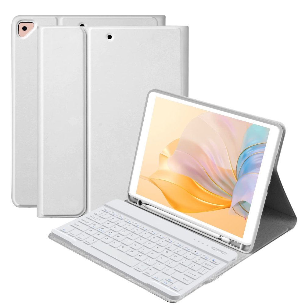 BQSS for iPad 9th Generation Case with Keyboard 10.2 Inch, Detachable Wireless Bluetooth Keyboard Case with Pencil Holder for iPad 9th/8th/7th, for iPad Air 3rd Gen/Pro 10.5 inch (Gray)
