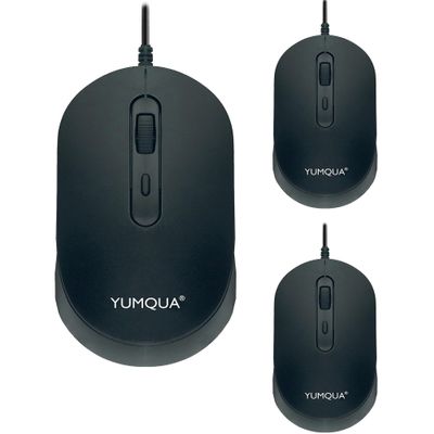 YUMQUA Computer Mouse Wired Bulk, Silent Optical USB Corded Mouse Mice Bulk for Laptop PC Chromebook, Black