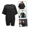 SOLUSTRE Salon Smocks Short Sleeve Barbers Uniform Barber Smock Zip Up Work Clothes Haircut Cape Barber Apron Salon Smocks Hairdressing Cape for Worker Hairdresser view 3