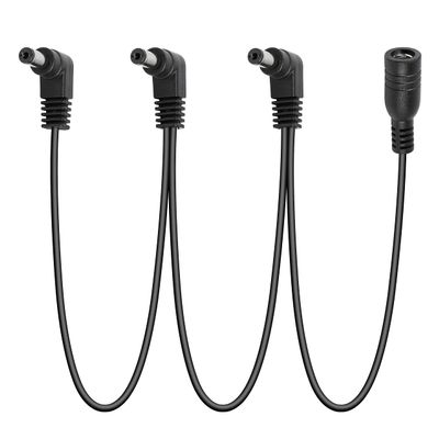 GELRHONR Daisy Chain Guitar Effect Pedal Power Supply Cable, Right Angle DC 5.5x2.1mm, 90 Degree DC 5521 Female to 3 Male for CCTV Security Camera, DVR, LED Strip Light Etc