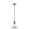 Bailey Street Home 1 Light Vintage Farmhouse Large Mini Pendant Light Light with Etched (Painted White Inside) Glass, Polished Nickel view 1