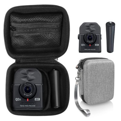 GETGEAR Case for Zoom Q2n-4K Handy Video Recorder and Zoom MA-2 Tripod, organizer for Q2n-4k/H2n recorder, tripod, cord, flash memory card and SSD, also fit for mini Trail Game Camera (Tweed)