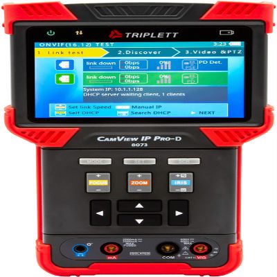 Triplett 8073 CamView IP Pro-D CCTV Camera Tester with Built-in DHCP Server - IP, AHD 2.0, HD-TVI 3.0, HD-CVI 3.0