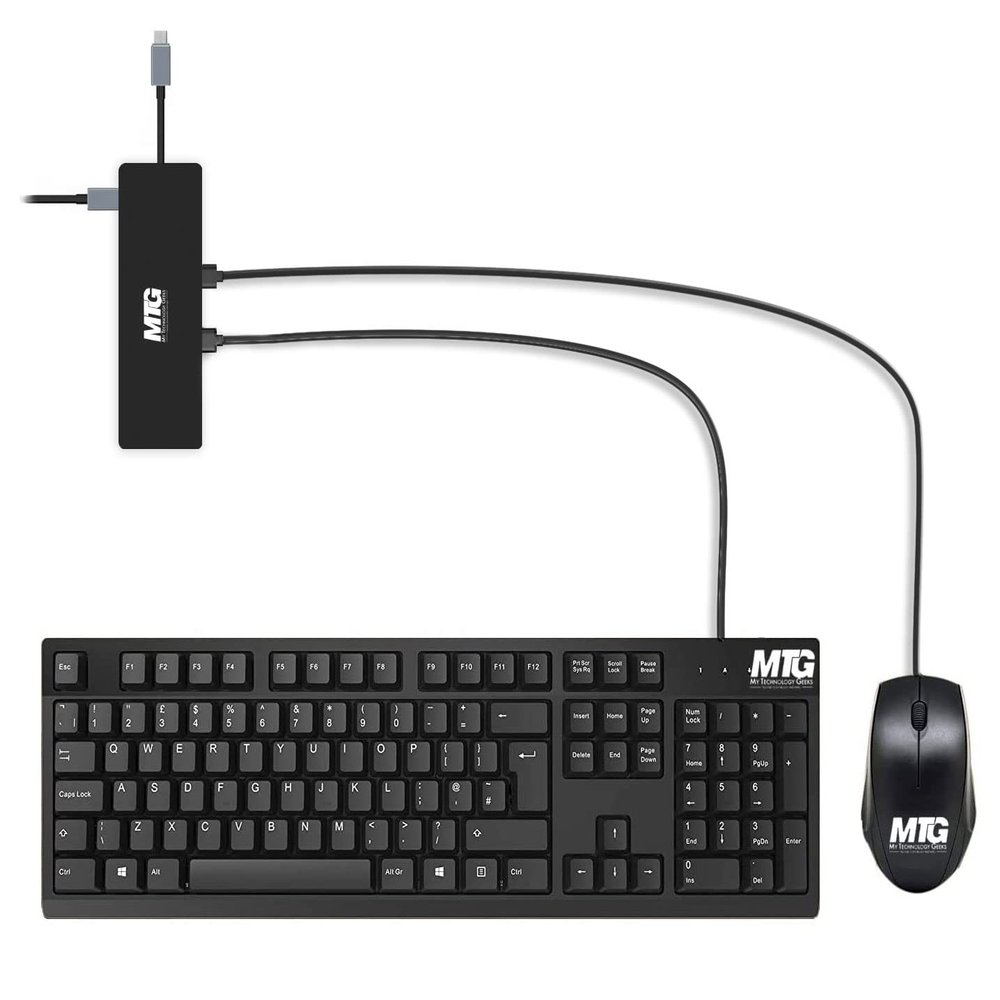 MTG Bundle Docking Station 10 in 1 Hub USB C, Dual 4K Tv/Monitor HDMI, DP, USB 3.0, Compatible with Windows and Mac, MTG USB Wired Keyboard and Mouse, (Power Adapter not Included)
