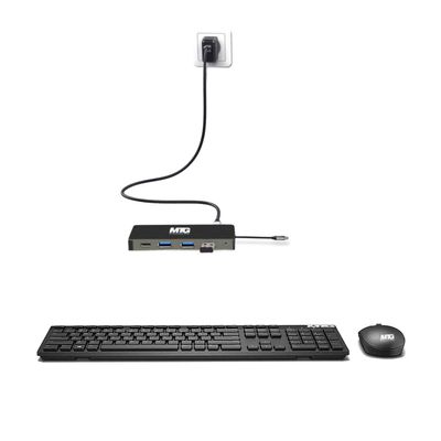 MTG Bundle Docking Station 10 in 1, 4K Tv/Monitor HDMI, DP, USB 3.0, Power Adapter not Included, Windows Desktop Laptop Tablet PC and Mac with MTG Wireless Keyboard and Mouse