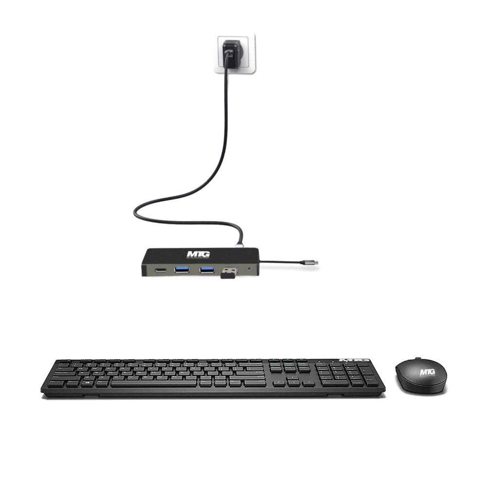 MTG Bundle Docking Station 10 in 1, 4K Tv/Monitor HDMI, DP, USB 3.0, Power Adapter not Included, Windows Desktop Laptop Tablet PC and Mac with MTG Wireless Keyboard and Mouse