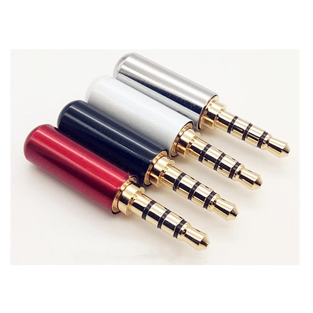 100PCS Gold Plated 3.5 mm Male Plug Audio Jack 4 Pole Connector for DIY Stereo Headset Earphone or Used for Repair Earphone