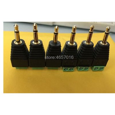 10pcs Gold Video AV Balun 3.5mm 2Pole Mono Male to AV Screw Terminal Jack 3.5 mm Male 2 Pin Terminal Block Plug Connector