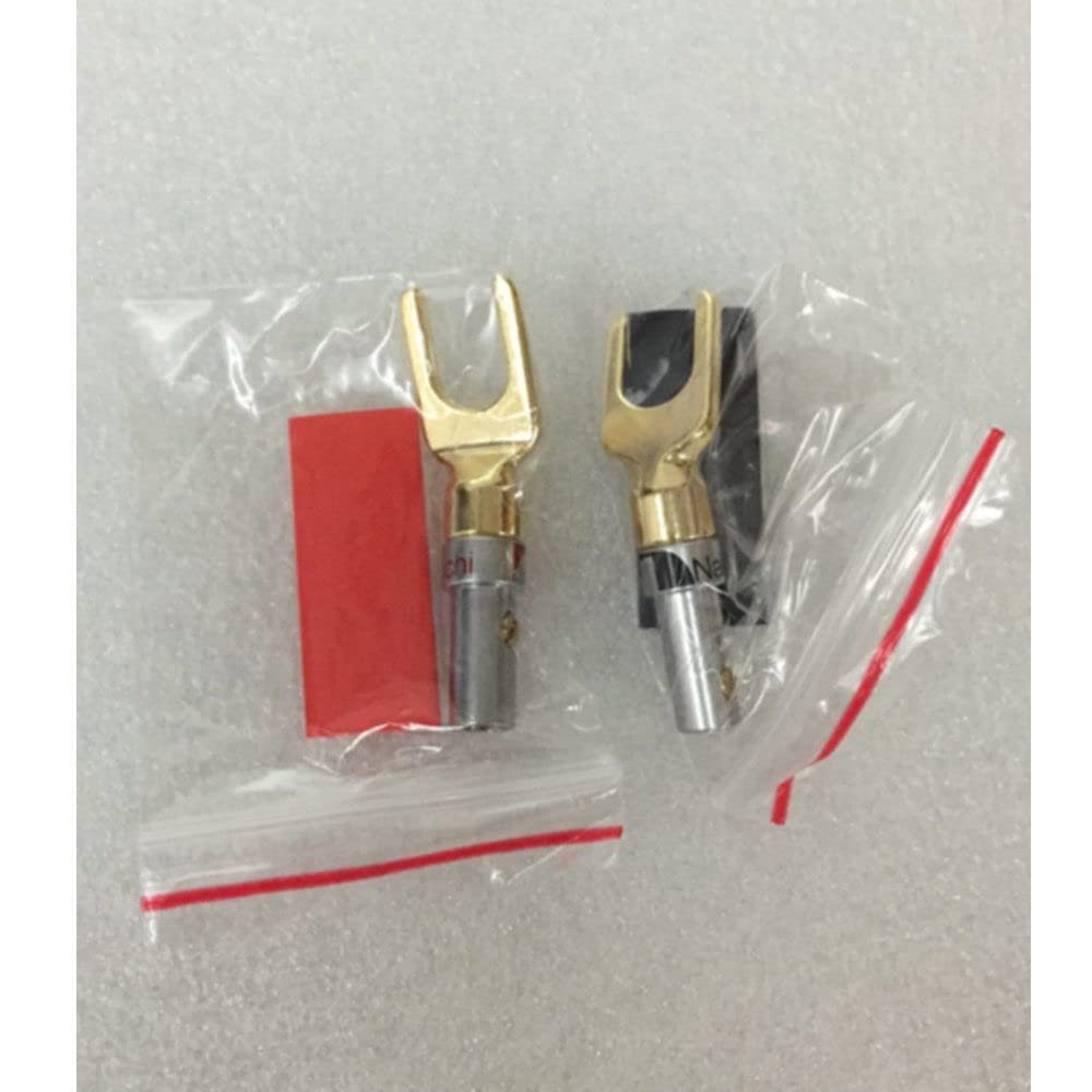 4pcs Gold Plated Copper Grade Interpolation Y Y U- Type Screw Spade Banana Plug Speaker Cable Wire Connectors