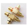 10pcs Gold Plated RCA Male to 2 Female RCA Splitter Adapter AV Video Audio T Plug RCA 3 Way Plug view 1