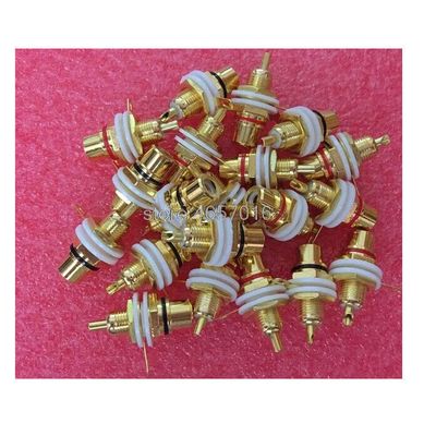20pcs Copper Gold Plated RCA Terminal Female Jack Panel Mount Chassis Socket Connector for Amplifier Speaker