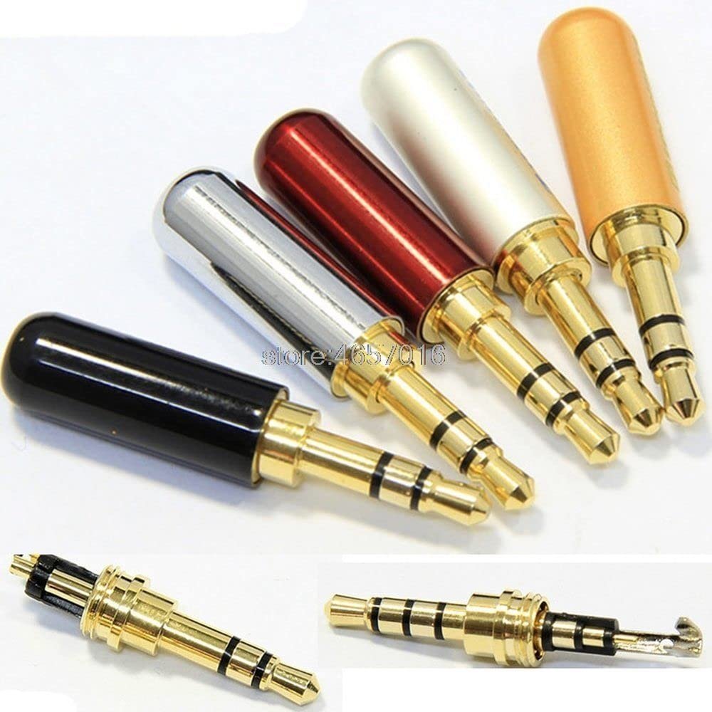 10Pcs 3.5 mm Plug Audio Jack 3Pole Gold-Plated Earphone Adapter for DIY Stereo Headset Earphone or Used for Repair Earphone