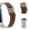 Leather Watch Strap for Fitbit Charge 5,Sport Leather Replacement Strap Watch Band Adjustable 5.5-8.0 inch Wrist for Women Men Compatible with Fitbit Charge 5 - Gold view 2