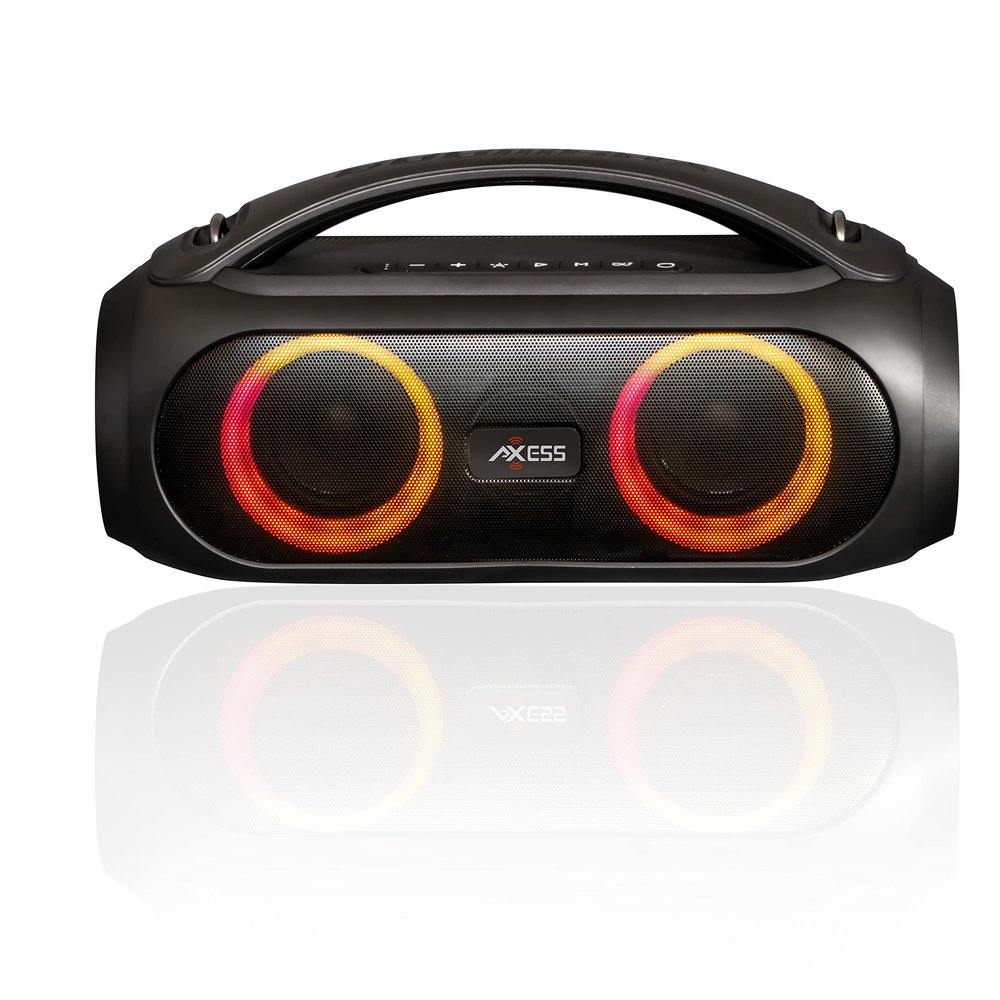 AXESS Portable Boombox Bluetooth Speaker - Wireless Speakers TWS Link+ Portable Radio Indoor Outdoor Stereo System AUX & USB Speakers with Handle 2.1 Double Subwoofer Plus Tweeter 40W RMS - MPBT7501P
