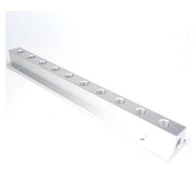 1/4" BSP Female 10 Way Solid Aluminum T-Shape Air Manifold Block Splitter