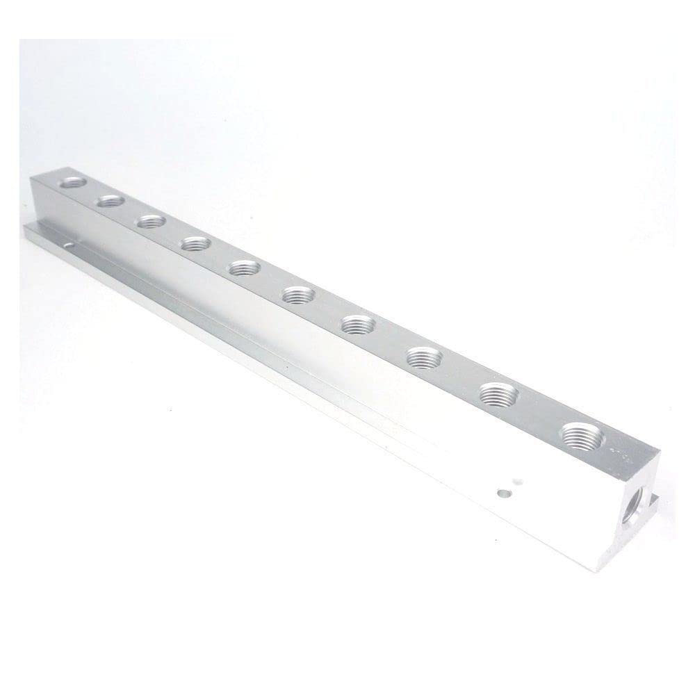 1/4" BSP Female 10 Way Solid Aluminum T-Shape Air Manifold Block Splitter