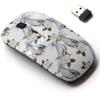 2.4G Wireless Mouse with Cute Pattern Design for All Laptops and Desktops with Nano Receiver - Flowers Love Birds Watercolor view 1
