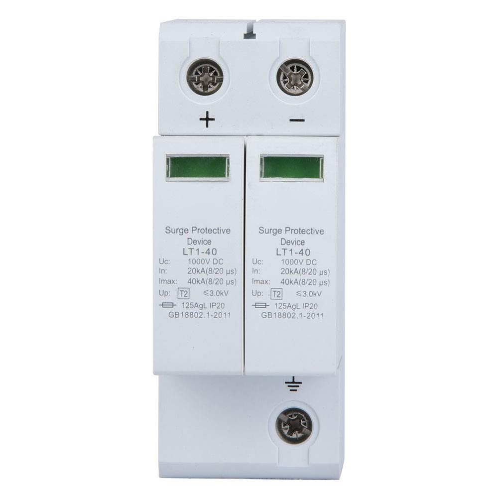 2P Protective Device, PC Flame Retardant Shell Voltage Arrester Device DC Low Voltage Arrester Photovoltaic Protector Arrester Device (2P20KA)