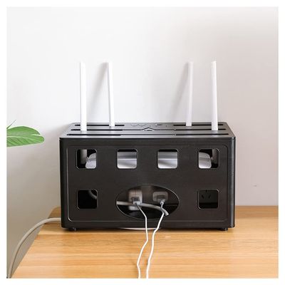 YUEYOULII Household Cable Management Boxes, Router Decorative Box, Living Room Decorative Box, Cord Organizer Box, WiFi Router Storage Box (Color : Black)