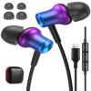 iMangoo Design for Apple Headphones MFi Magnetic Wired Earbuds HiFi Stereo Bass Headset Lightning Earphones with Microphone Volume Control for iPhone 14 Plus 13 Pro Max 12 Mini 11 10 XS XR Purple view 1