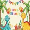 8x6FT Dinosaur Birthday Theme Backdrop Cartoon Dinosaur Party Backdrop Photography Background for Kid Children Boys Happy Birthday Party Supplies Party Banner Decoration view 1