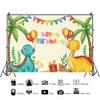 8x6FT Dinosaur Birthday Theme Backdrop Cartoon Dinosaur Party Backdrop Photography Background for Kid Children Boys Happy Birthday Party Supplies Party Banner Decoration view 3