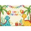 8x6FT Dinosaur Birthday Theme Backdrop Cartoon Dinosaur Party Backdrop Photography Background for Kid Children Boys Happy Birthday Party Supplies Party Banner Decoration view 4