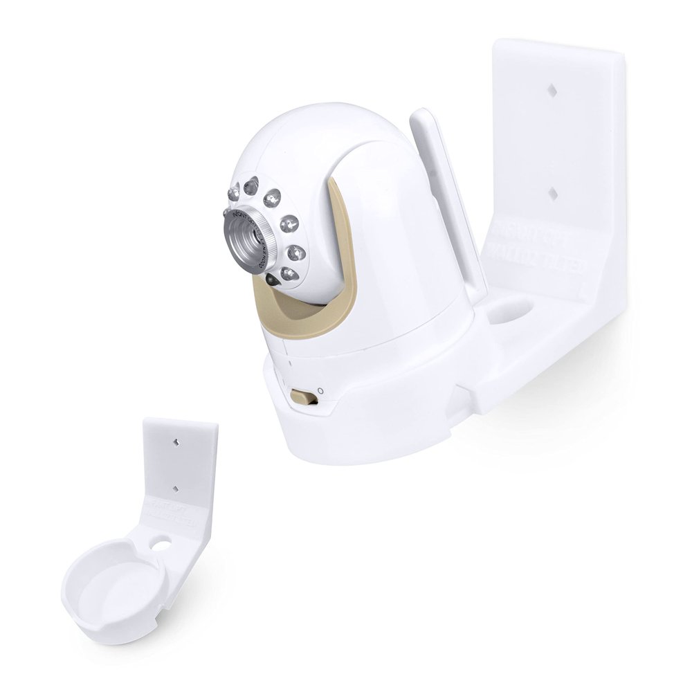 DXR8 & Pro Tilted Wall Mount Holder, Adhesive & Screw-in Bracket, Designed for Infant Optics Camera, Easy to Install, Strong VHB & Screw Mount, White by Brainwavz