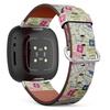 CJBROES Replacement Leather Watch Band, Compatible with Fitbit Versa 3 and Fitbit Sense of Wristband Bracelet Accessory - Passport Visa view 1