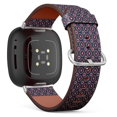 CJBROES Replacement Leather Watch Band, Compatible with Fitbit Versa 3 and Fitbit Sense of Wristband Bracelet Accessory - Folklore Ornament Tribal