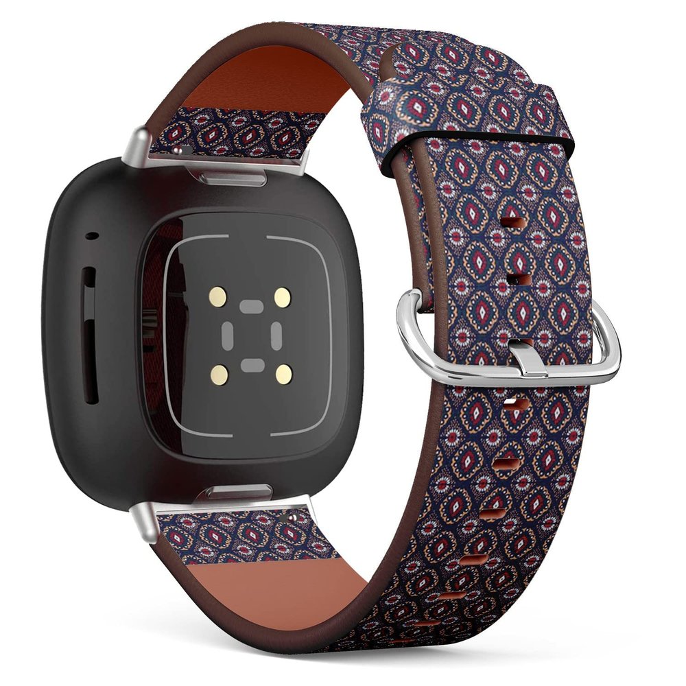 CJBROES Replacement Leather Watch Band, Compatible with Fitbit Versa 3 and Fitbit Sense of Wristband Bracelet Accessory - Folklore Ornament Tribal