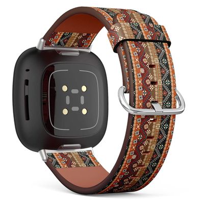 CJBROES Replacement Leather Watch Band, Compatible with Fitbit Versa 3 and Fitbit Sense of Wristband Bracelet Accessory - Boho Tribal