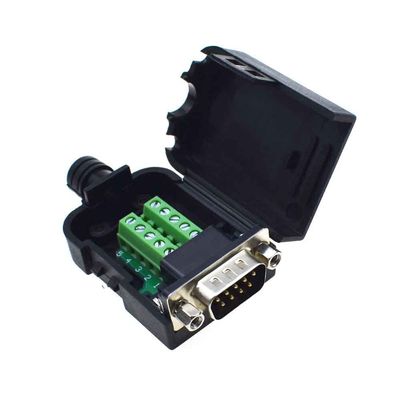 DB9 Breakout Connector RS232 D-SUB Female and Male 9-pin Port Adapter to Terminal Connector Signal Module with case (HL-DB9M-B)