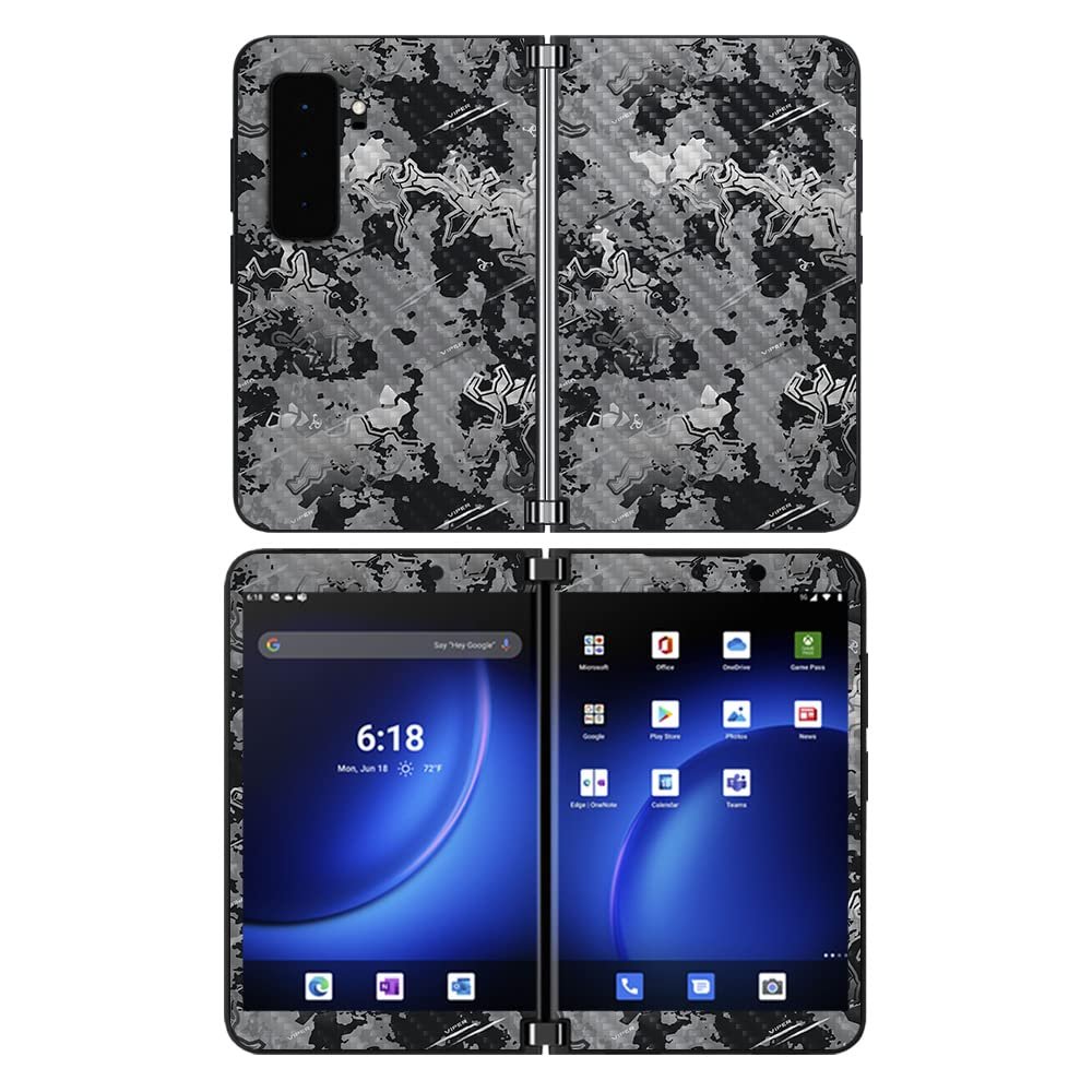 MightySkins Carbon Fiber Skin Compatible with Microsoft Surface Duo 2 - Viper Urban | Protective, Durable, and Unique Vinyl Decal wrap Cover | Easy to Apply and Change Style | Made in The USA