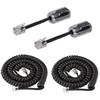 KINXIYU Telephone Handset Cord Detangler 2 Sets, 2 Pack Landline Handset Cord Cable (7.5Ft Uncoiled, 1.5 Ft Coiled) and 2 Pack Anti-Tangle Telephone Cord Untangler 360 Degree Rotating Swivel Cord