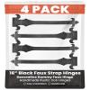 4 Pack 16" Black Faux Strap Hinges - Hand Forged Dummy Faux Hinge  Handmade Rustic Iron Hinges for Farmhouse Shutter, Carriage Doors, Barn Door, Castle Door, and Gates  Nouvelle Fleur De Lis Series view 1