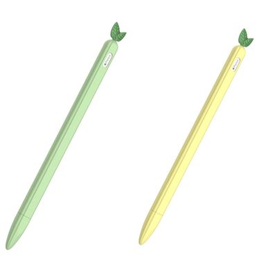 2 Pack Cute Cartoon Design Silicone Sleeve Case Compatible with Apple Pencil 2nd Generation, Protective Skin Cover case Accessories Non-Slip Smooth Grip Holder for iPad Pro (Green+Yellow)