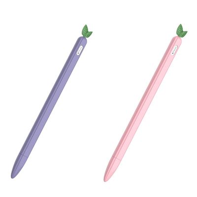 2 Pack Cute Cartoon Design Silicone Sleeve Case Compatible with Apple Pencil 2nd Generation, Protective Skin Cover case Accessories Non-Slip Smooth Grip Holder for iPad Pro (Purple+Pink)