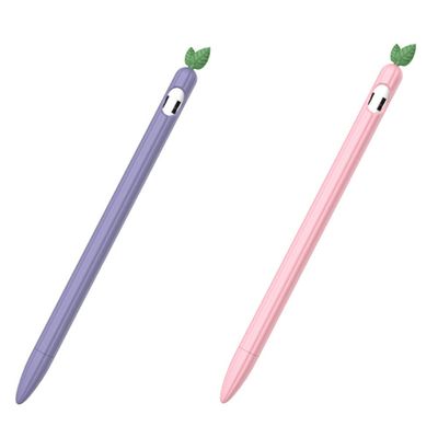 2 Pack Cute Cartoon Design Silicone Sleeve Case Compatible with Apple Pencil 1st Generation, Protective Skin Cover case Accessories Non-Slip Smooth Grip Holder for iPad Pro(Purple+Pink)