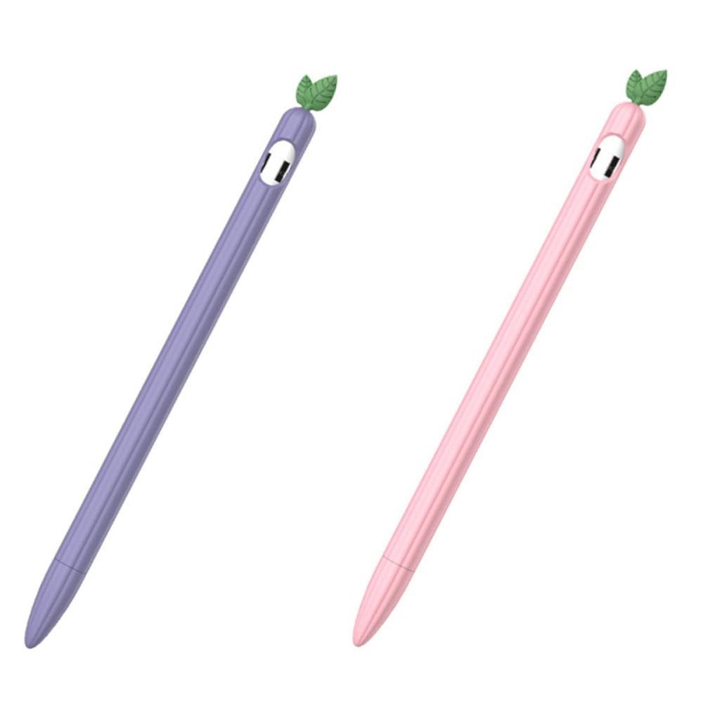 2 Pack Cute Cartoon Design Silicone Sleeve Case Compatible with Apple Pencil 1st Generation, Protective Skin Cover case Accessories Non-Slip Smooth Grip Holder for iPad Pro(Purple+Pink)