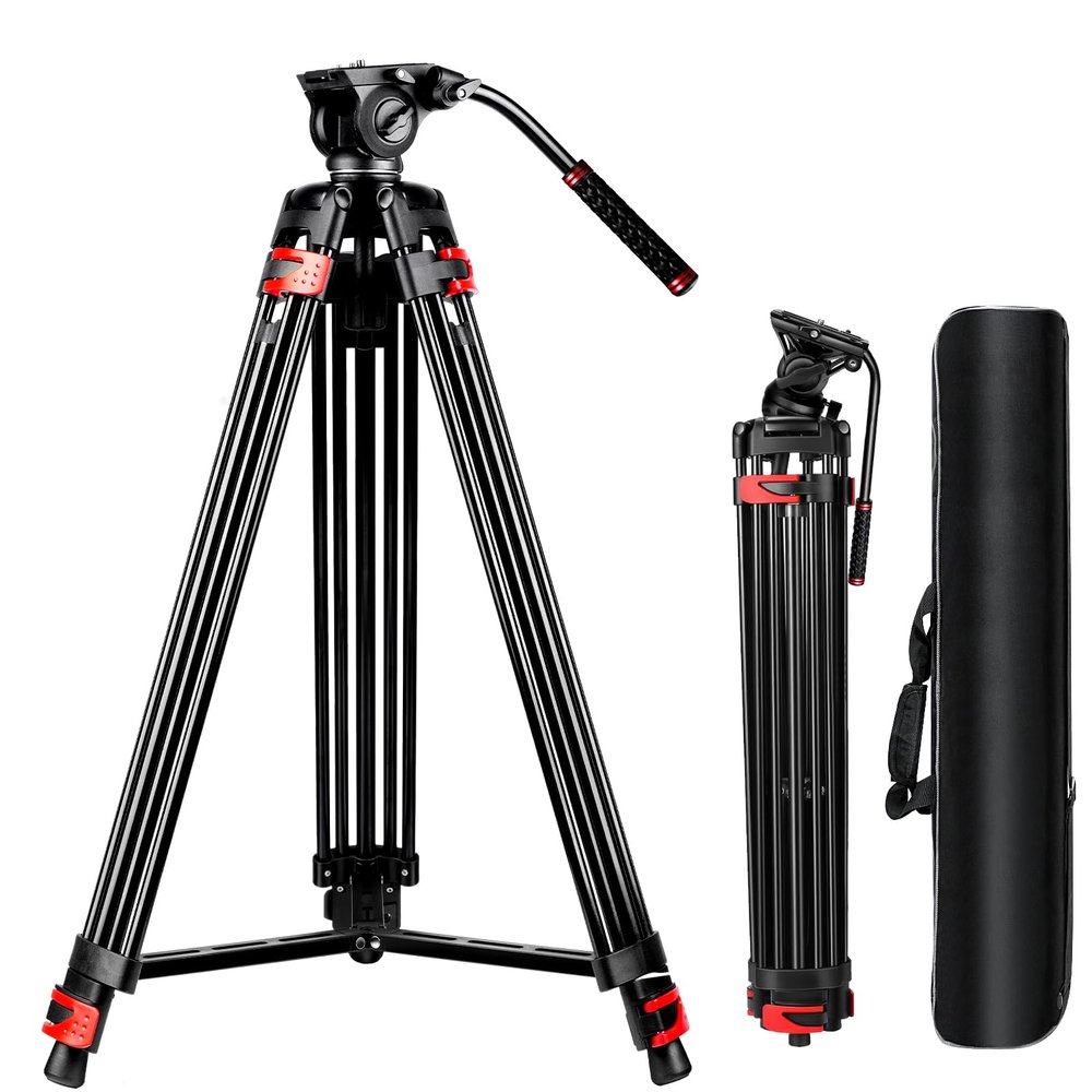 82" /210cm Video Tripod Heavy Duty Tripod with 360 Fluid Head,Mactrem Aluminum Tall Tripods Professional Compatible with Canon Nikon Sony DSLR Camera Camcorder Telescope Bnoculars (Load 33Lb)