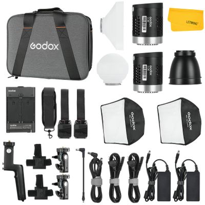 Godox ML30 2-Light Kit LED Video Light, 37.6W 5600K Color Temperature, CRI 96+ TLCI 97+,8590Lux@1m with Reflector,4 FX Effects, Silent Mode,APP Wireless Control,LED Light with Godox SF3030 Softbox