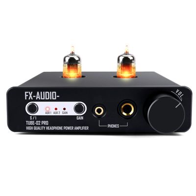 FX-Audio Tube-02 Pro Tube Headphone Amplifier, Vacuum 5725 Tube Preamp, Mini Hi-Fi Integrated Stereo Class A amp Supports 32-600 ohms of Headphones, for Stereo Amplifier/Active Speaker